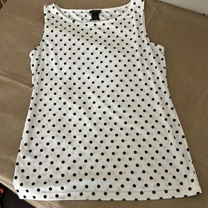 Ann Taylor white with black polka dot tank top in springy feel material, S.